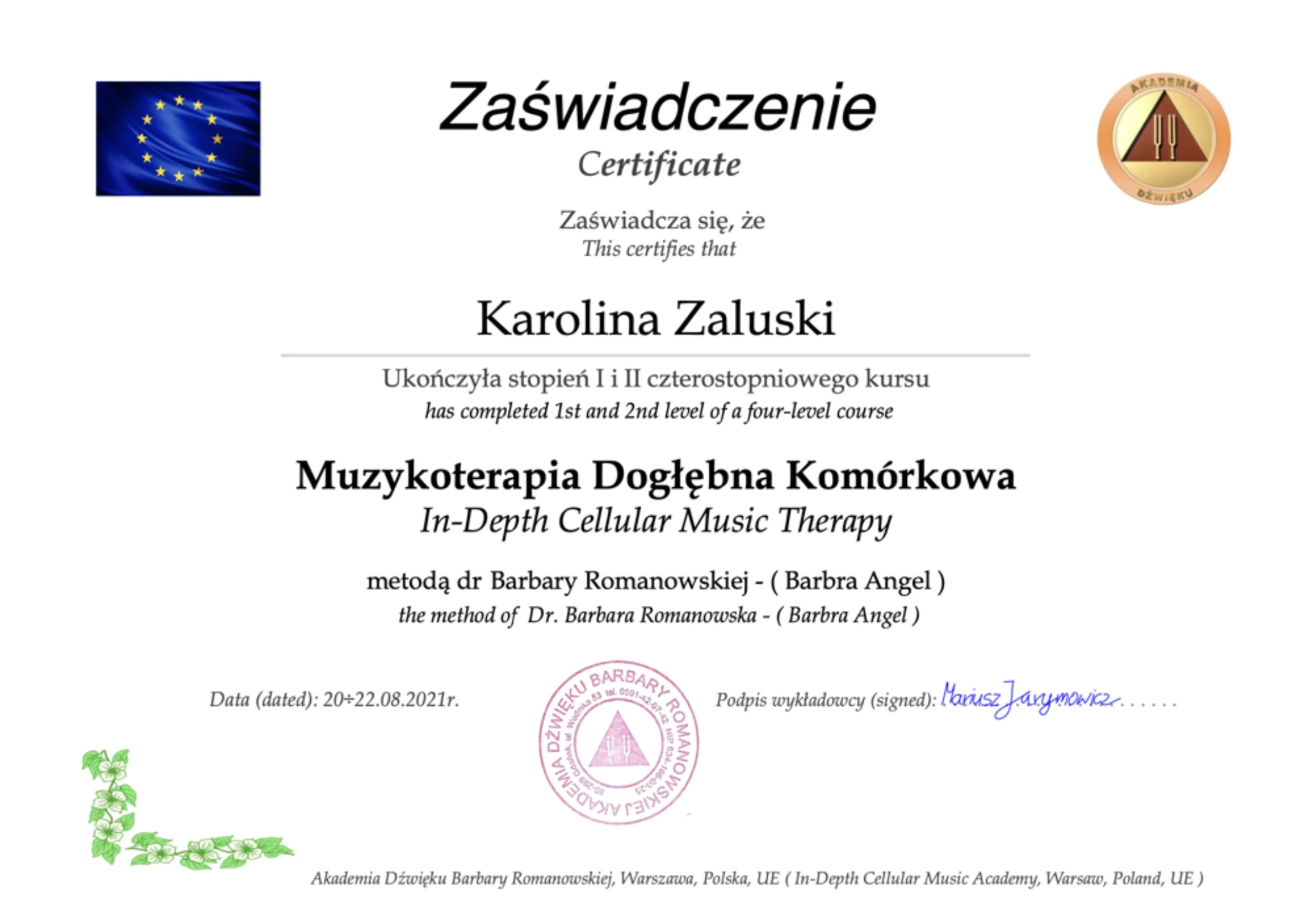 zaswiadczenie